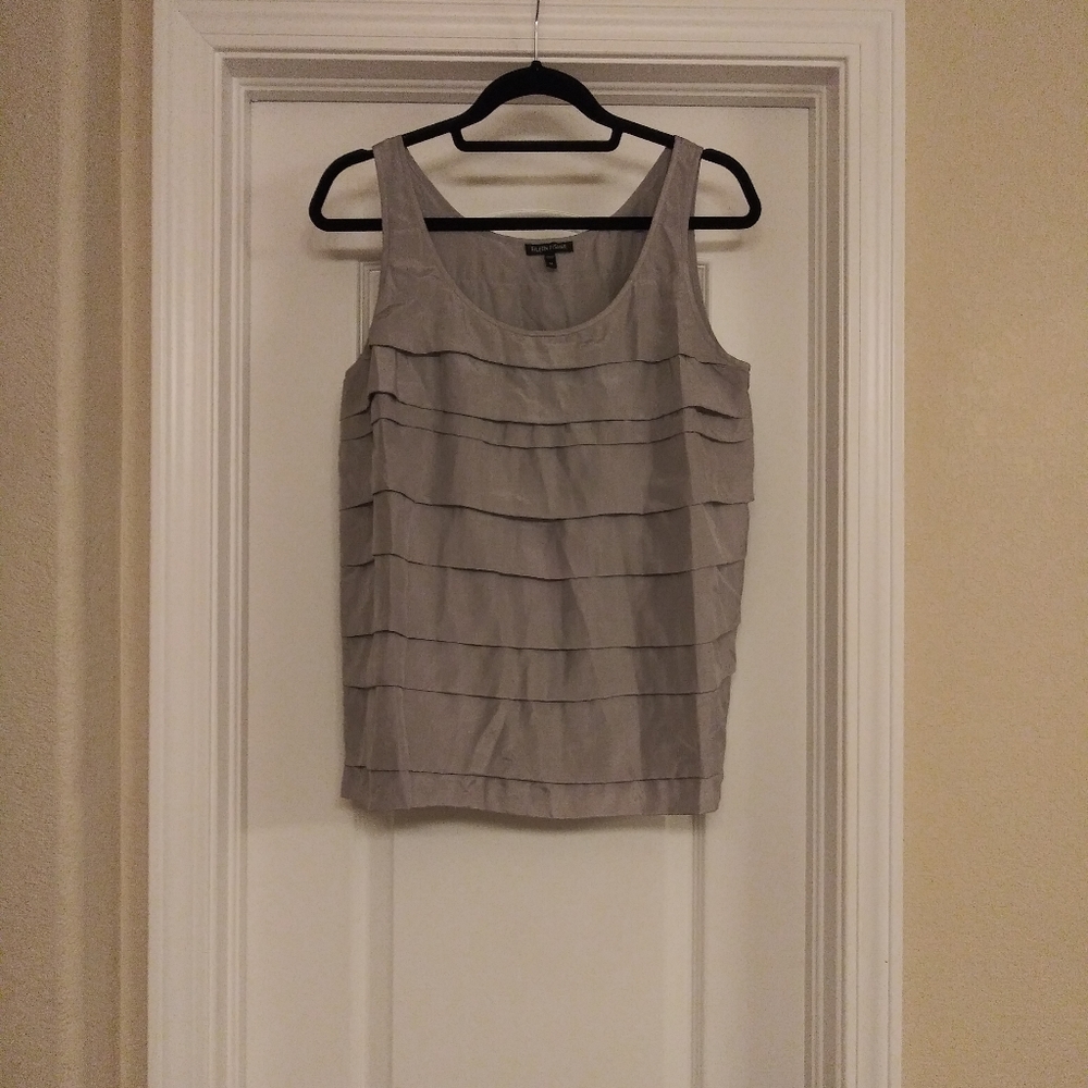 Eileen Fisher Silk Ruffle Sleeveless Blouse Medium - Picture 2 of 6